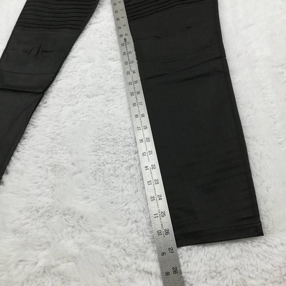 Oober Swank Womens Moto Pants Leggings Black‎ Mid Rise Pull On Stretch L New - Picture 4 of 9